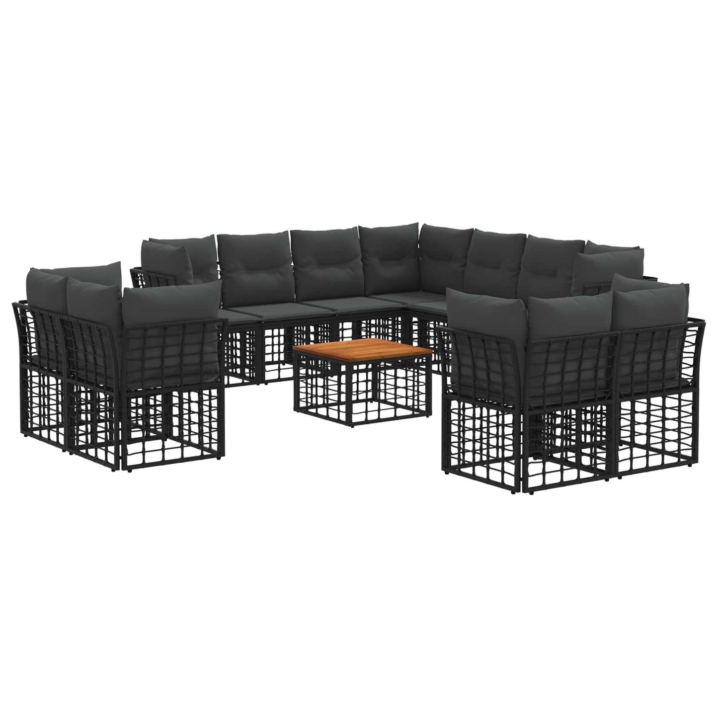 Set di divani da esterno 12 pcs Nero e Grigio scuro Poliestere | homemem39