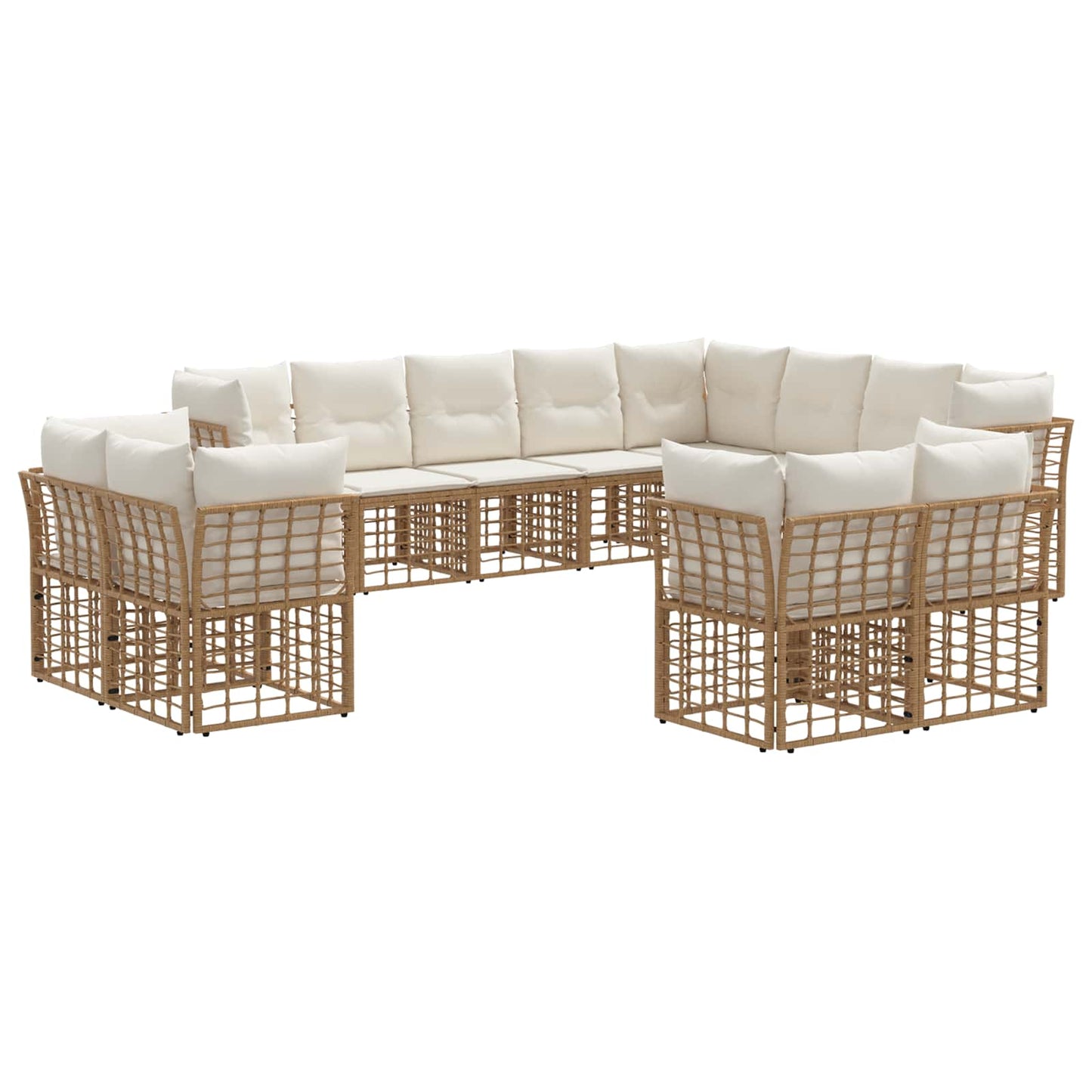 Set di divani da esterno Naturale e Bianco Crema Poliestere | homemem39