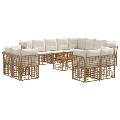 Set di divani da esterno 13 pcs Naturale e Bianco Crema | homemem39