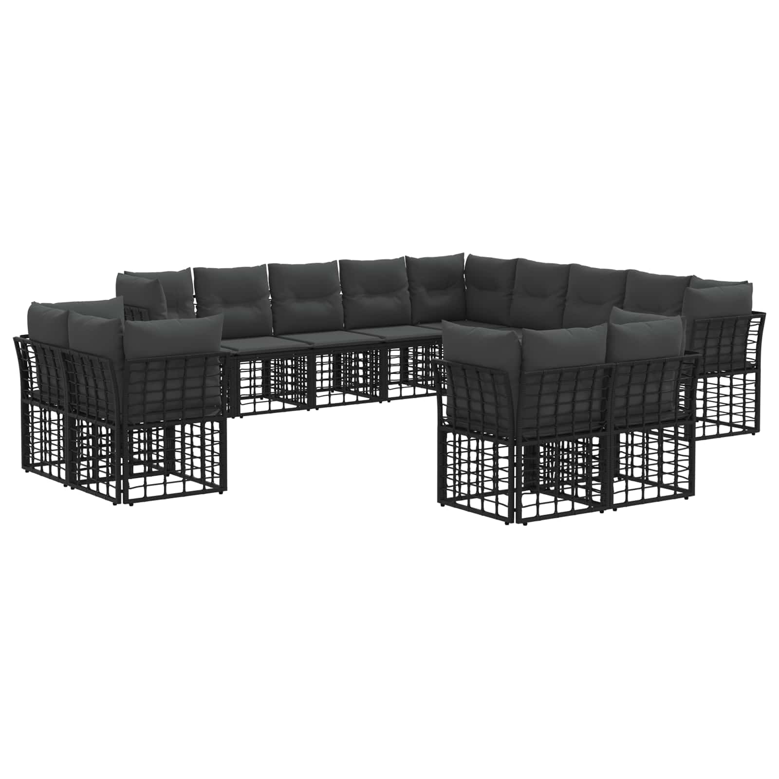Set di divani da esterno Nero e Grigio scuro Poliestere | homemem39