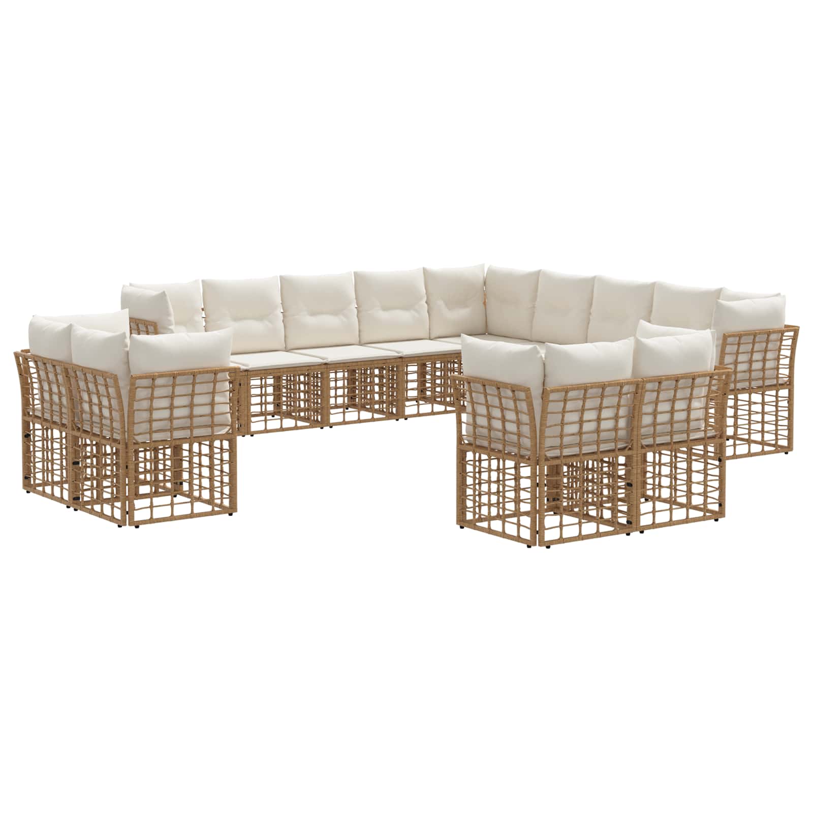 Set di divani da esterno Naturale e Bianco Crema Poliestere | homemem39
