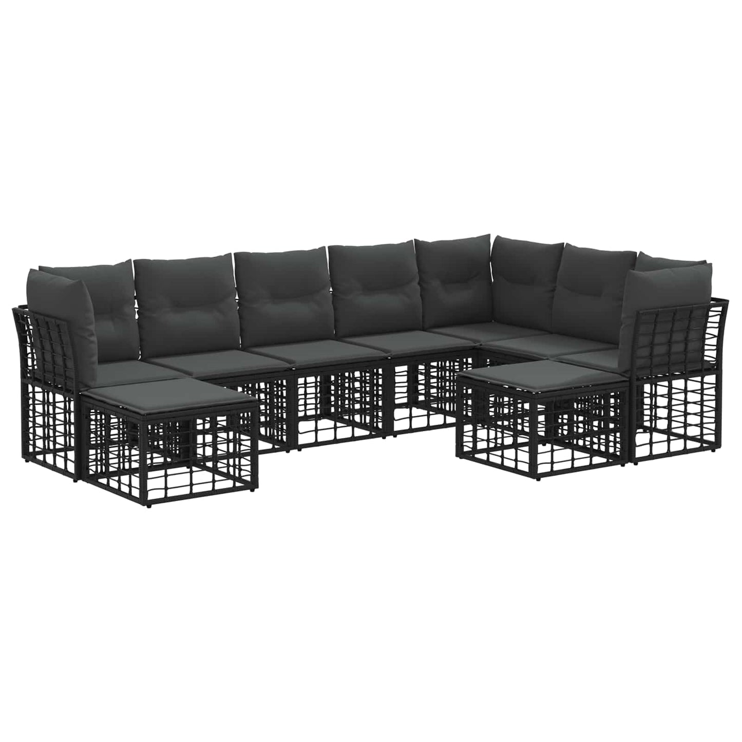 Set di divani da esterno Nero e Grigio scuro Poliestere | homemem39