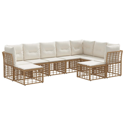 Set di divani da esterno Naturale e Bianco Crema Poliestere | homemem39