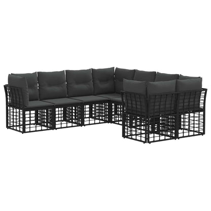 Set di divani da esterno 8 pcs Nero e Grigio scuro Poliestere | homemem39
