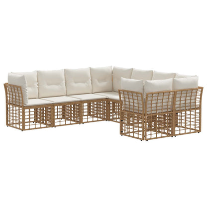 Set di divani da esterno 8 pcs Naturale e Bianco Crema | homemem39