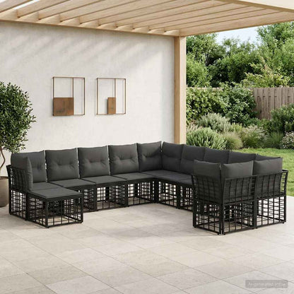Set di divani da esterno 11 pcs Nero e Grigio scuro Poliestere | homemem39
