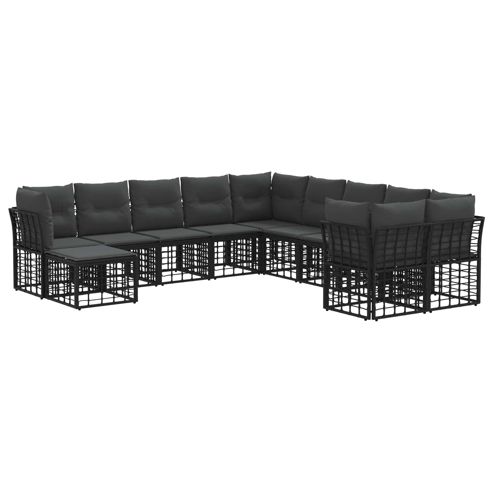 Set di divani da esterno 11 pcs Nero e Grigio scuro Poliestere | homemem39