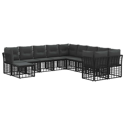 Set di divani da esterno 11 pcs Nero e Grigio scuro Poliestere | homemem39