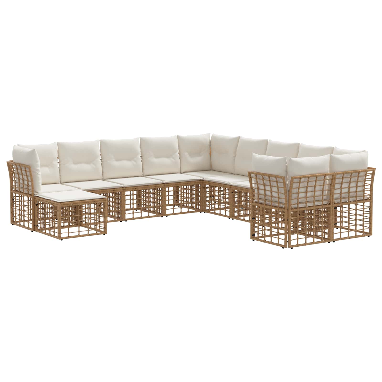 Set di divani da esterno 11 pcs Naturale e Bianco Crema | homemem39