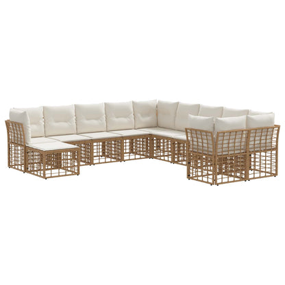 Set di divani da esterno 11 pcs Naturale e Bianco Crema | homemem39
