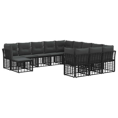 Set di divani da esterno 12 pcs Nero e Grigio scuro Poliestere | homemem39