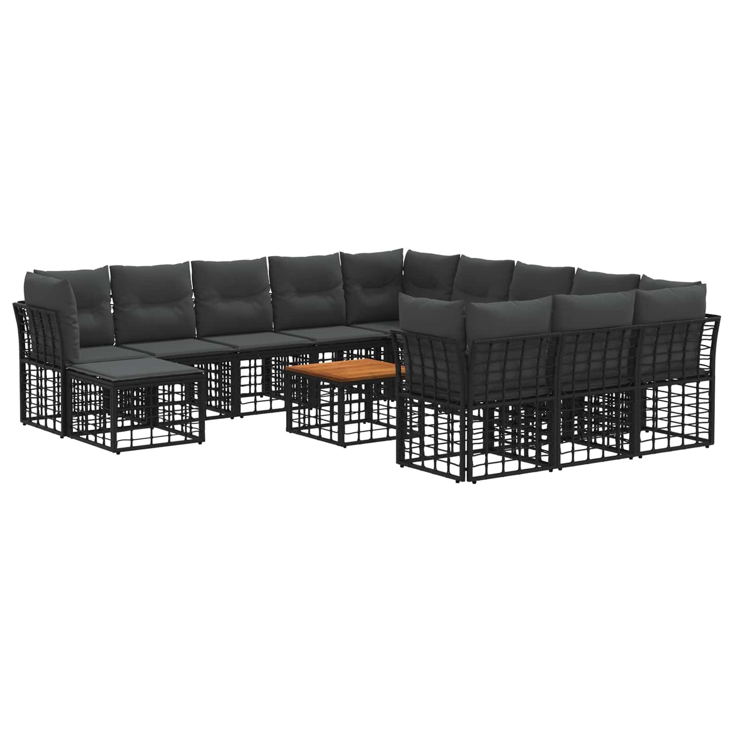 Set di divani da esterno 13 pcs Nero e Grigio scuro Poliestere | homemem39