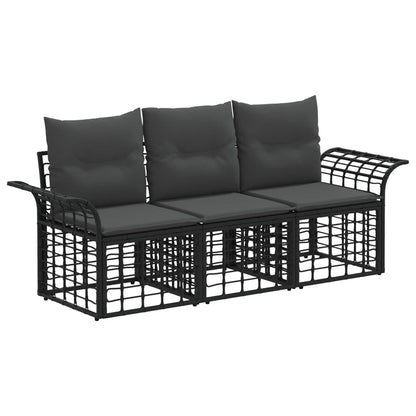 Set di divani da esterno 3 pcs Nero e Grigio scuro Poliestere | homemem39