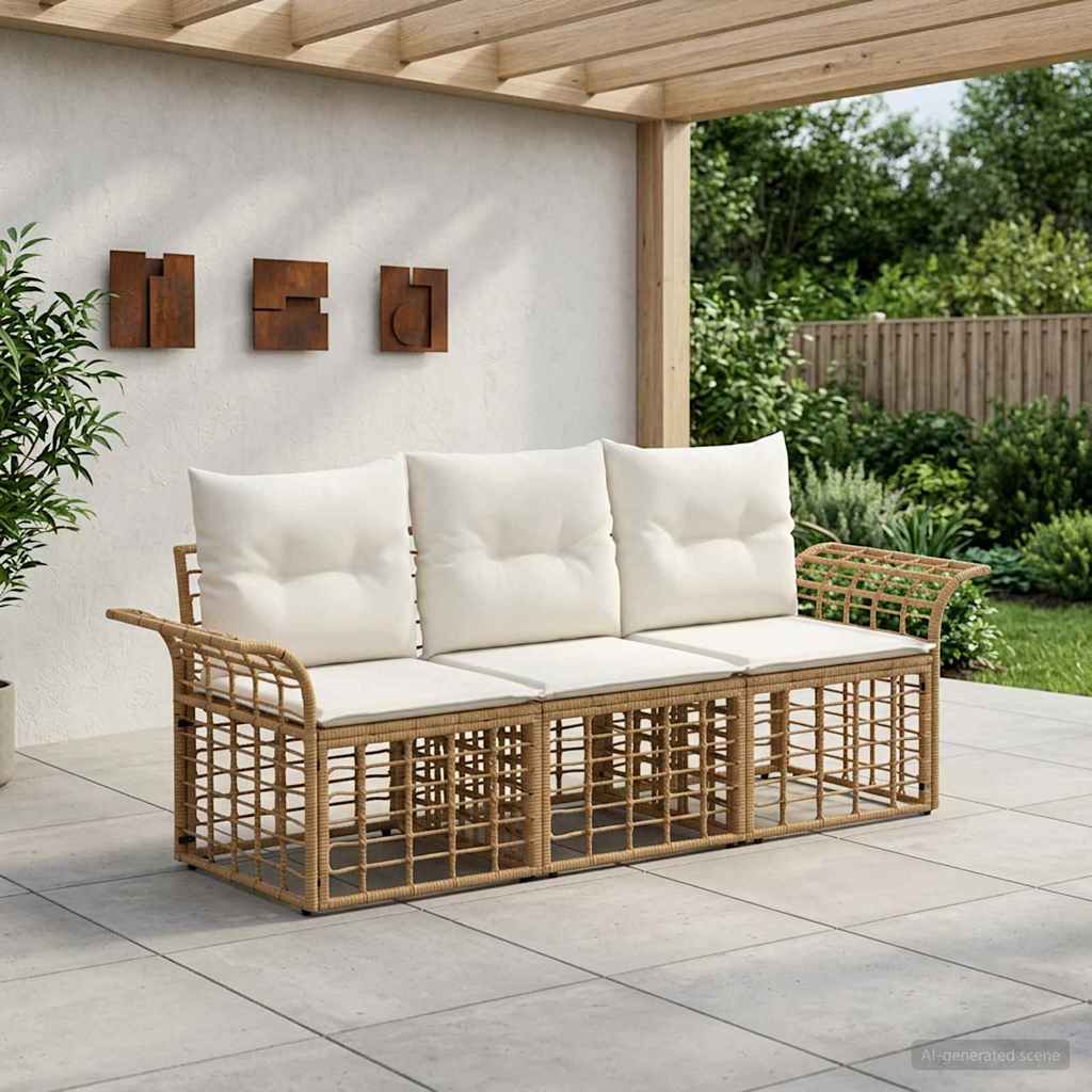 Set di divani da esterno 3 pcs Naturale e Bianco Crema | homemem39