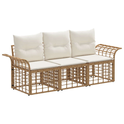 Set di divani da esterno 3 pcs Naturale e Bianco Crema | homemem39