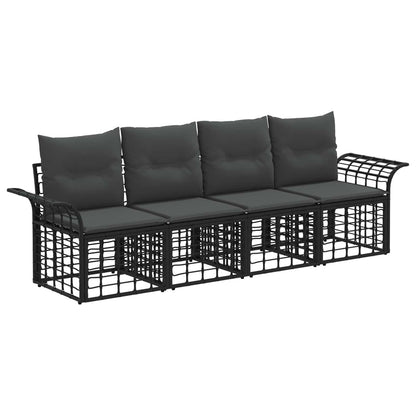 Set di divani da esterno 4 pcs Nero e Grigio scuro Poliestere | homemem39