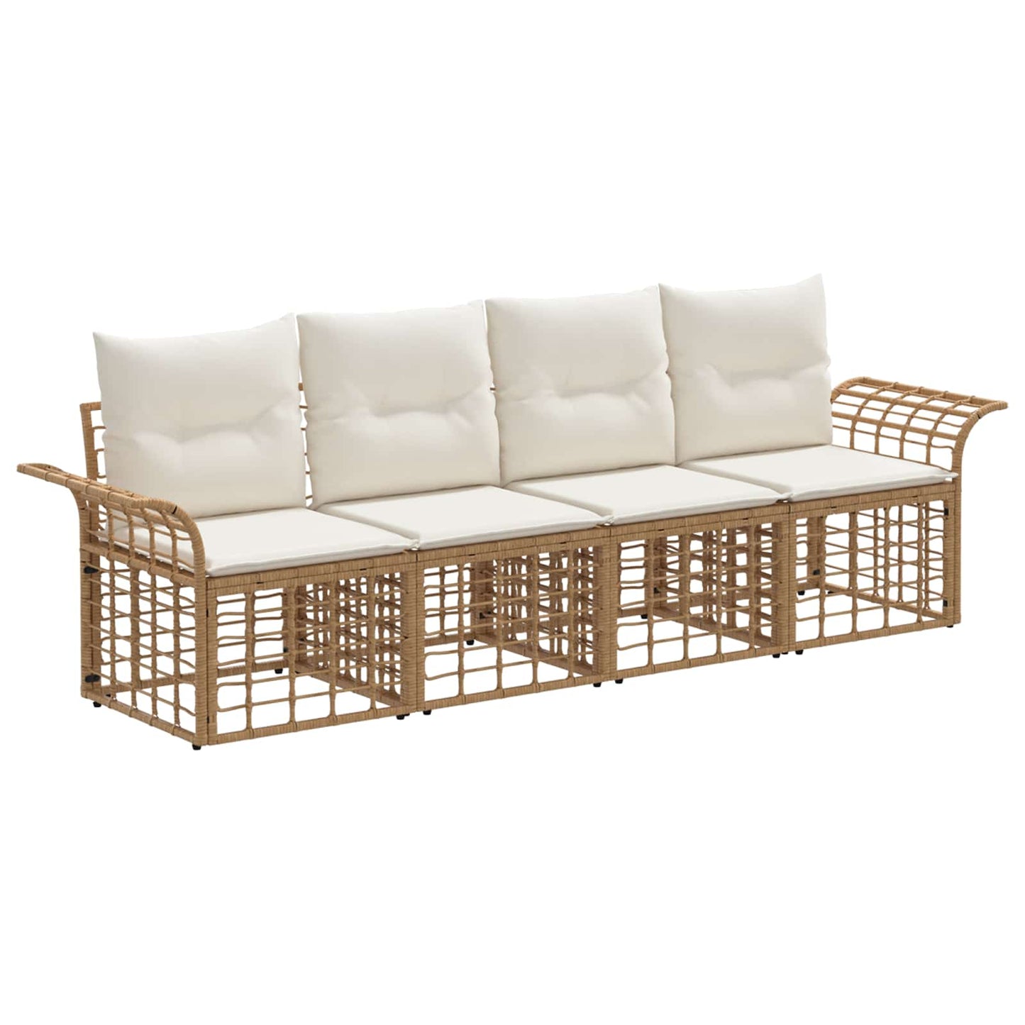 Set di divani da esterno 4 pcs Naturale e Bianco Crema | homemem39