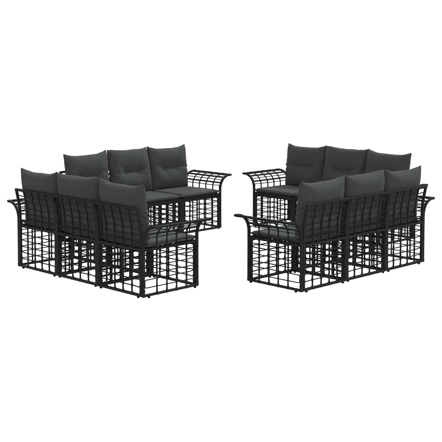 Set di divani da esterno 12 pcs Nero e Grigio scuro Poliestere | homemem39