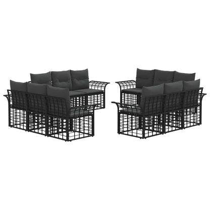 Set di divani da esterno 12 pcs Nero e Grigio scuro Poliestere | homemem39
