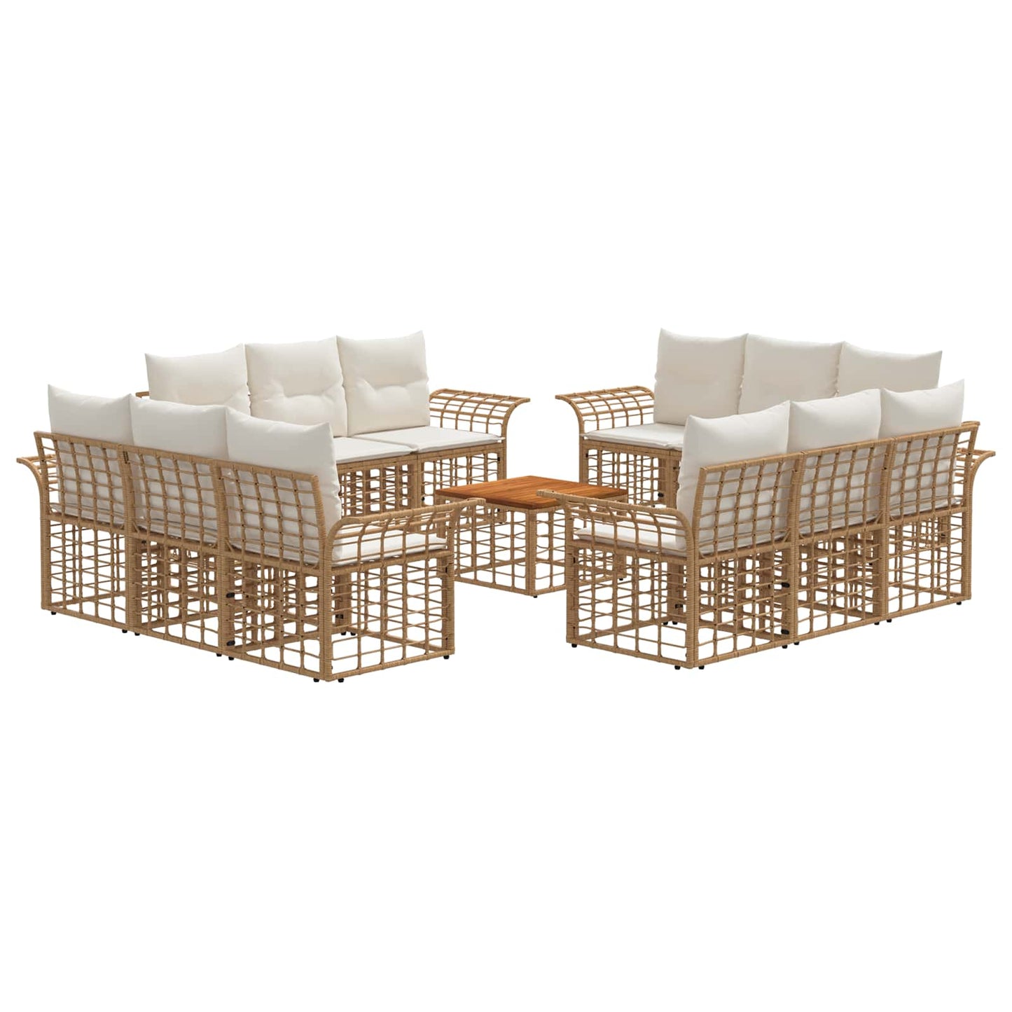 Set di divani da esterno 13 pcs Naturale e Bianco Crema | homemem39