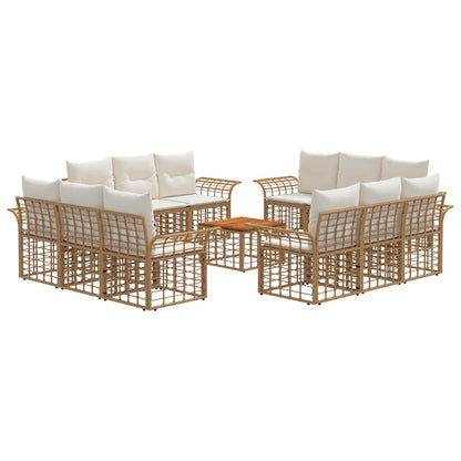 Set di divani da esterno 13 pcs Naturale e Bianco Crema | homemem39