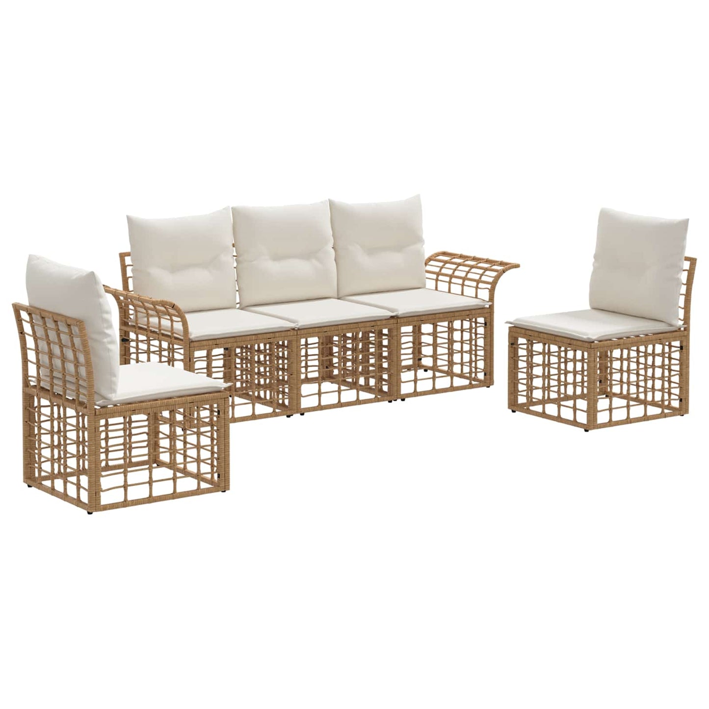 Set di divani da esterno 5 pcs Naturale e Bianco Crema | homemem39