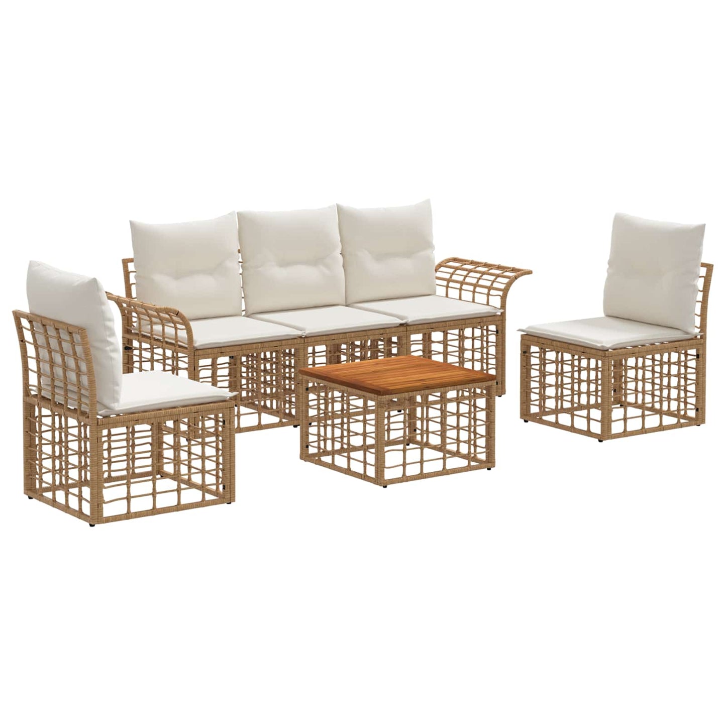 Set di divani da esterno 6 pcs Naturale e Bianco Crema | homemem39