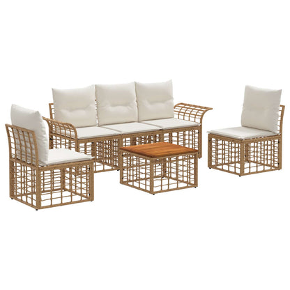 Set di divani da esterno 6 pcs Naturale e Bianco Crema | homemem39