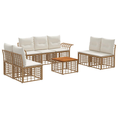 Set di divani da esterno 8 pcs Naturale e Bianco Crema | homemem39