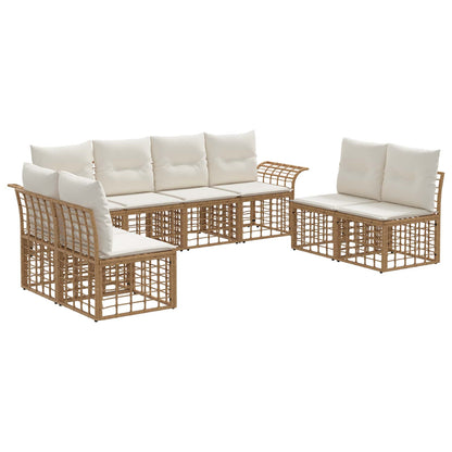 Set di divani da esterno 8 pcs Naturale e Bianco Crema | homemem39