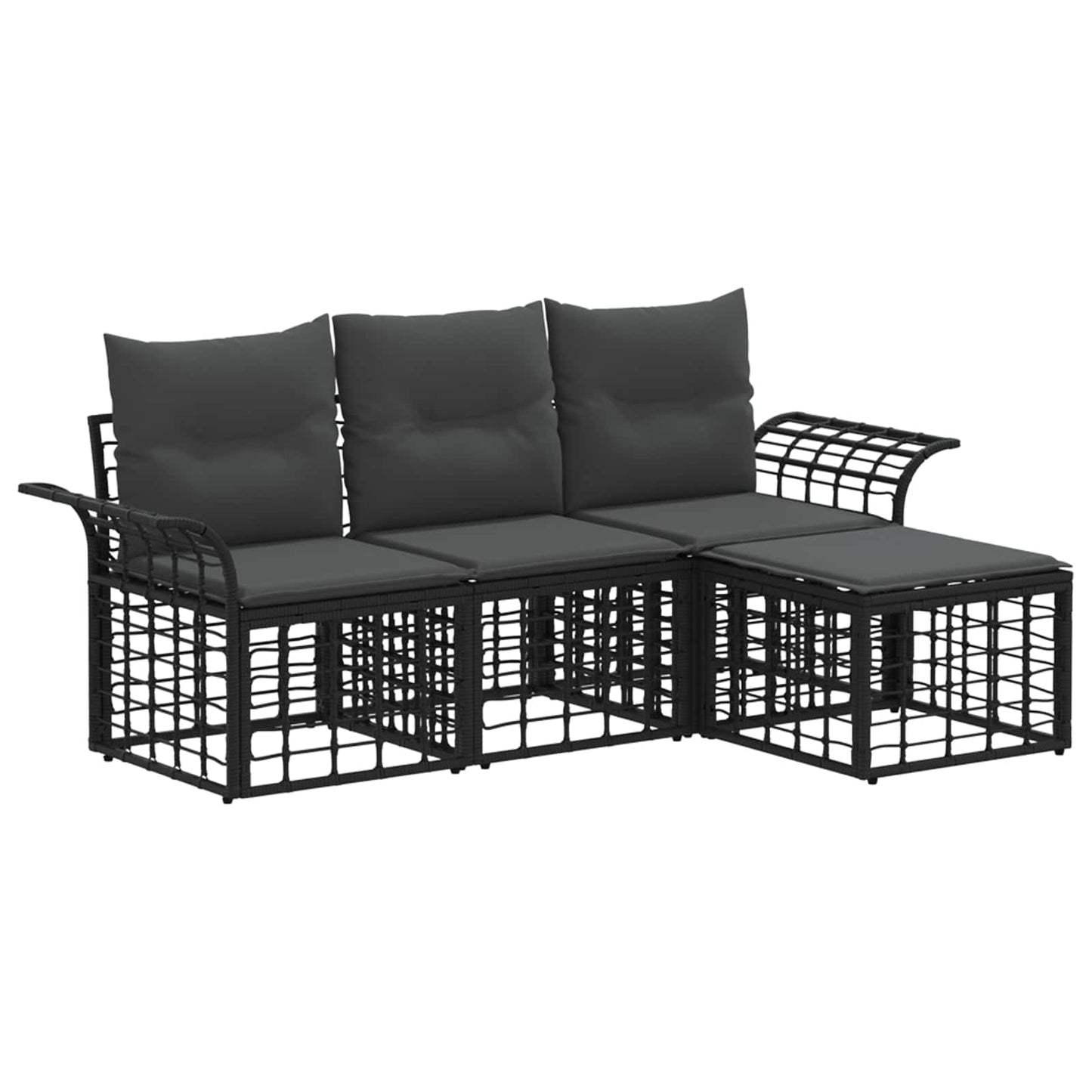 Set di divani da esterno 4 pcs Nero e Grigio scuro Poliestere | homemem39