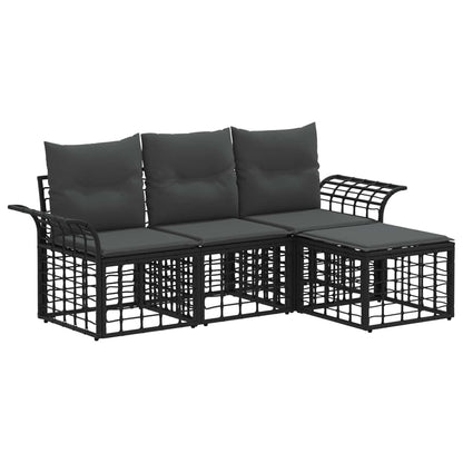 Set di divani da esterno 4 pcs Nero e Grigio scuro Poliestere | homemem39
