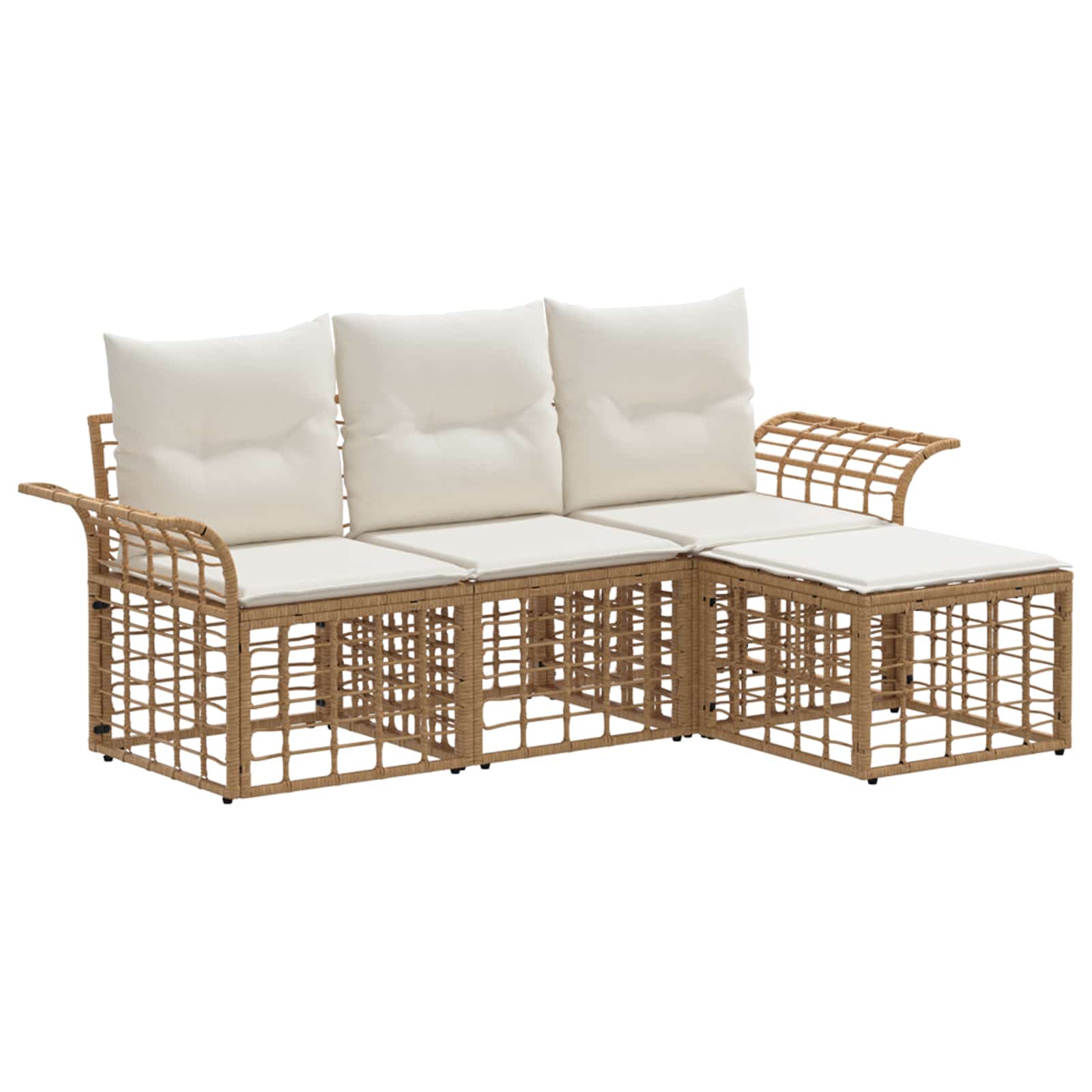Set di divani da esterno 4 pcs Naturale e Bianco Crema | homemem39