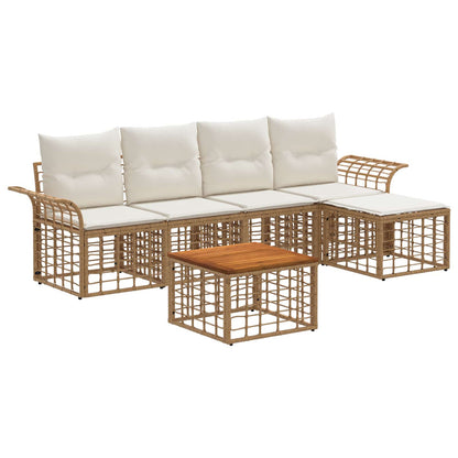Set di divani da esterno 6 pz Naturale e Bianco Crema