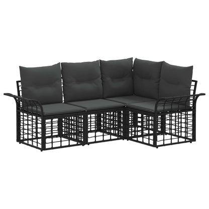 Set di divani da esterno 4 pcs Nero e Grigio scuro Poliestere | homemem39