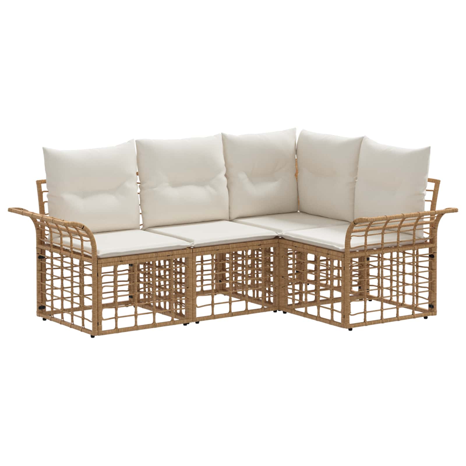 Set di divani da esterno 4 pcs Naturale e Bianco Crema | homemem39