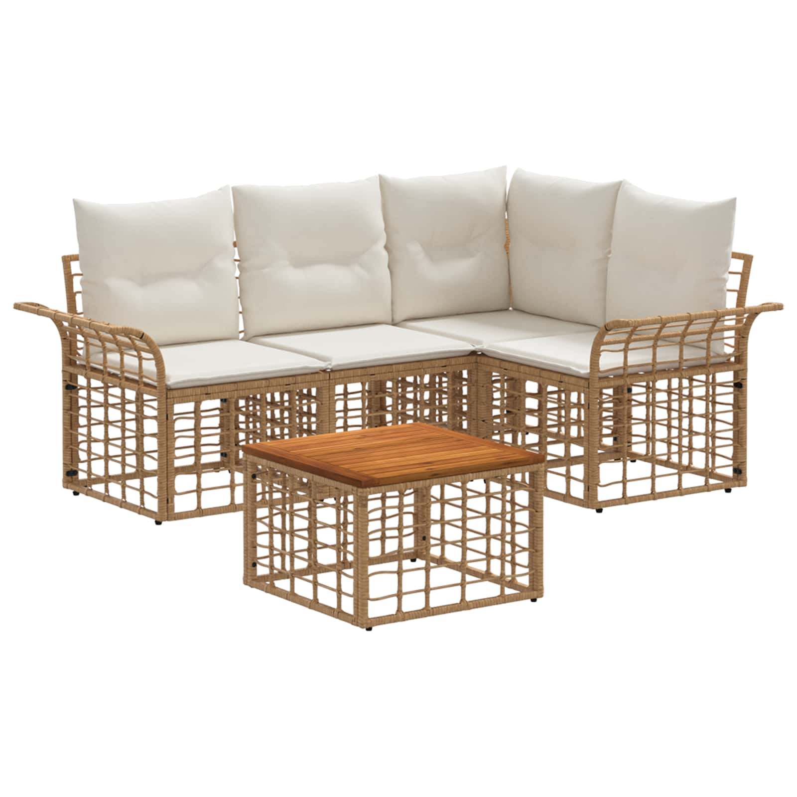 Set di divani da esterno 5 pcs Naturale e Bianco Crema | homemem39