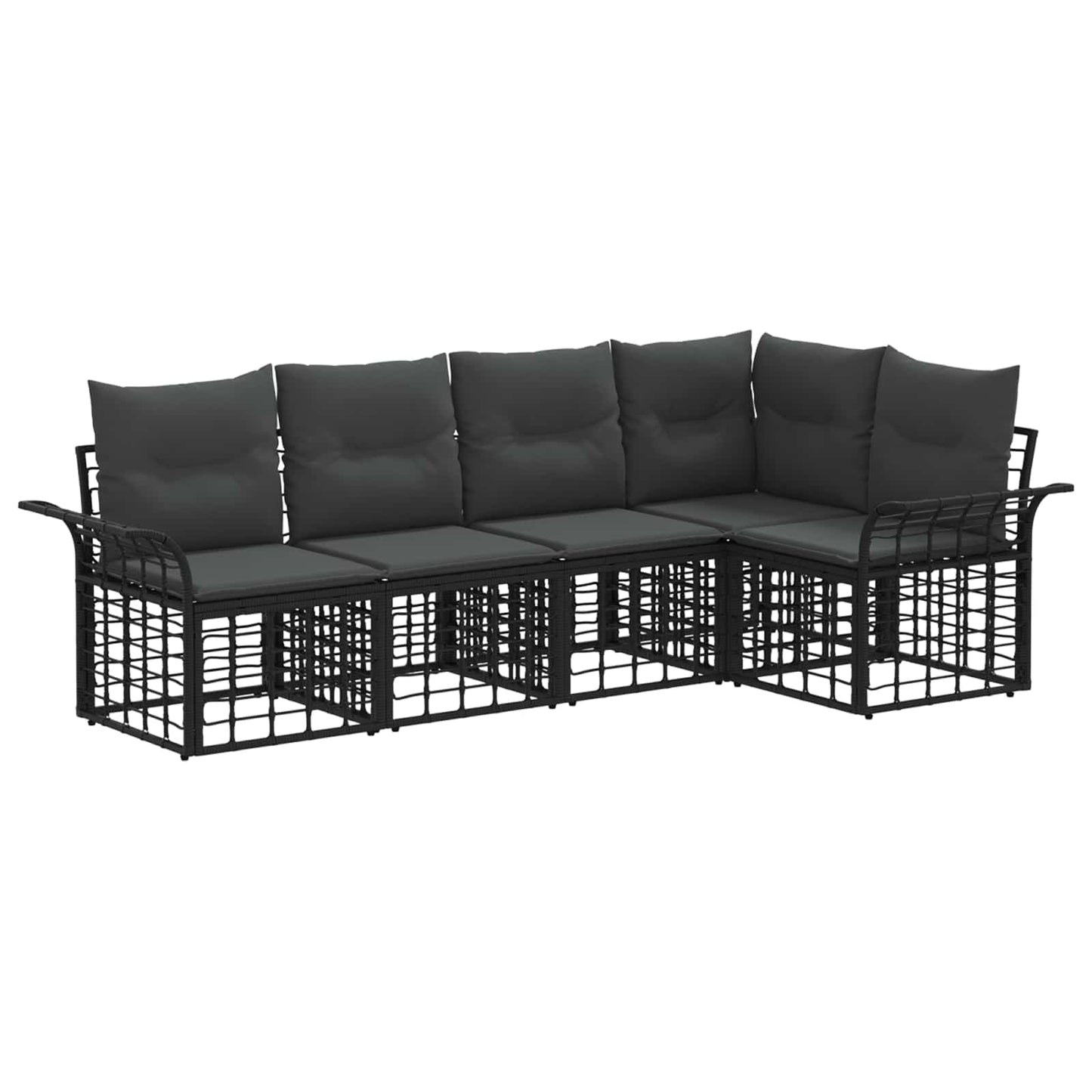 Set di divani da esterno 5 pcs Nero e Grigio scuro Poliestere | homemem39