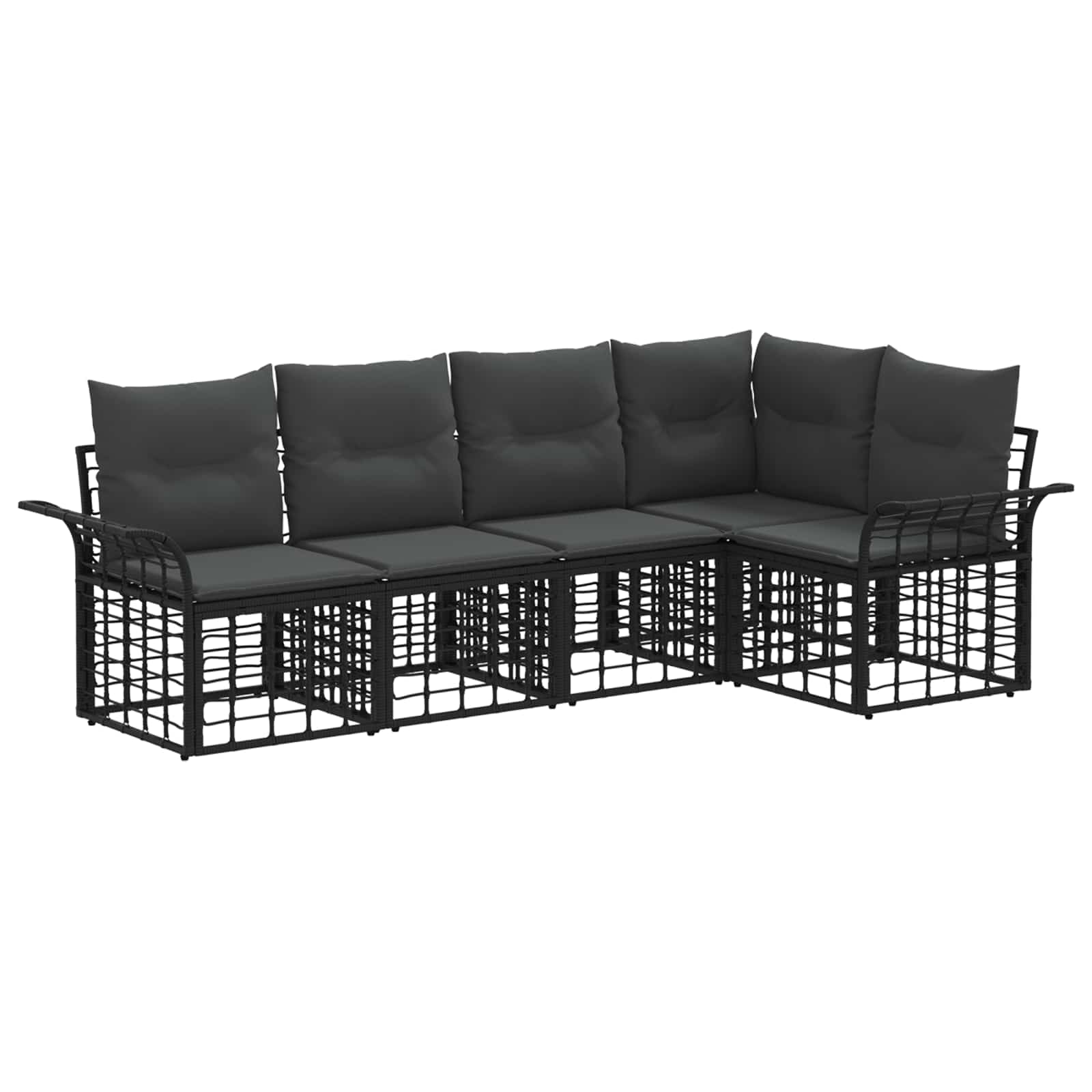 Set di divani da esterno 5 pcs Nero e Grigio scuro Poliestere | homemem39
