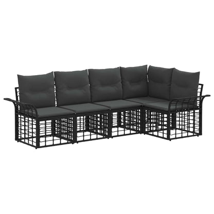 Set di divani da esterno 5 pcs Nero e Grigio scuro Poliestere | homemem39