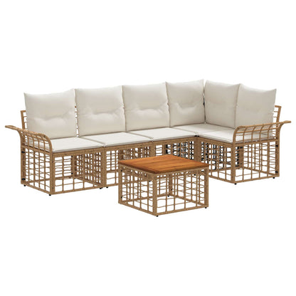Set di divani da esterno 6 pcs Naturale e Bianco Crema | homemem39