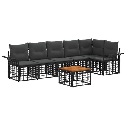 Set di divani da esterno 7 pcs Nero e Grigio scuro Poliestere | homemem39