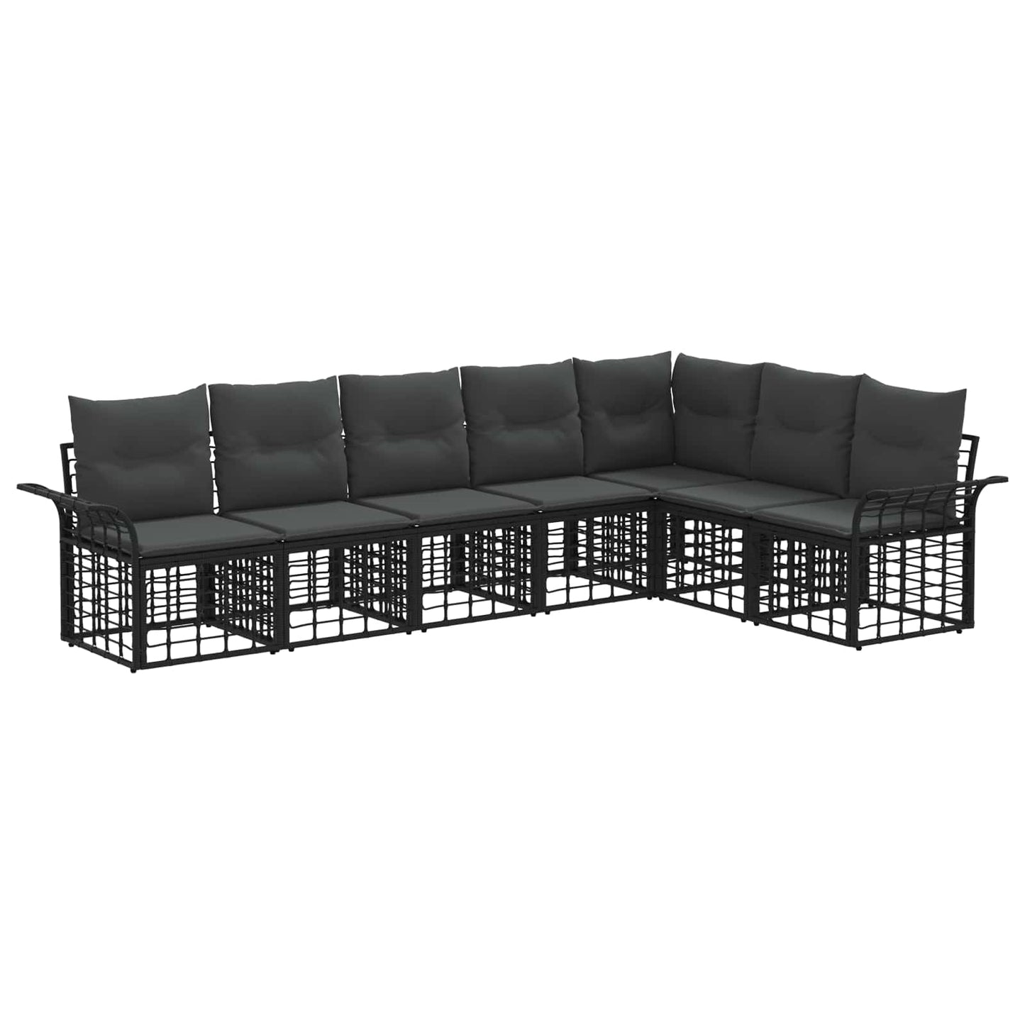 Set di divani da esterno 7 pcs Nero e Grigio scuro Poliestere | homemem39