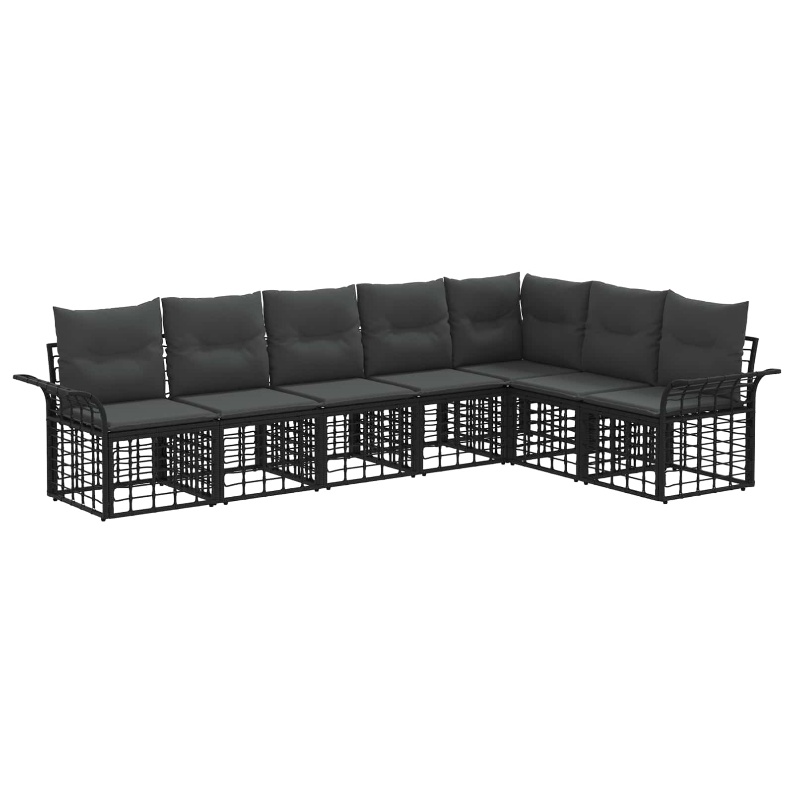 Set di divani da esterno 7 pcs Nero e Grigio scuro Poliestere | homemem39