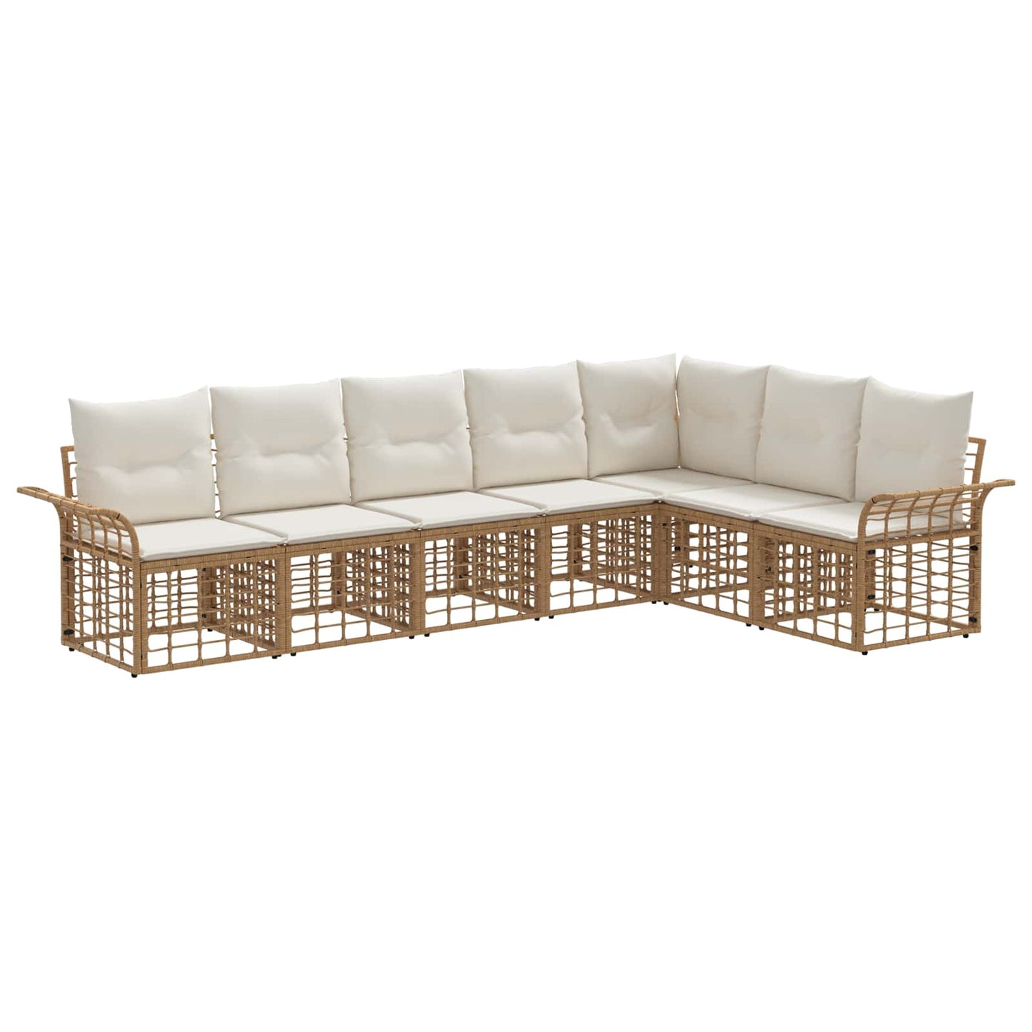 Set di divani da esterno 7 pcs Naturale e Bianco Crema | homemem39