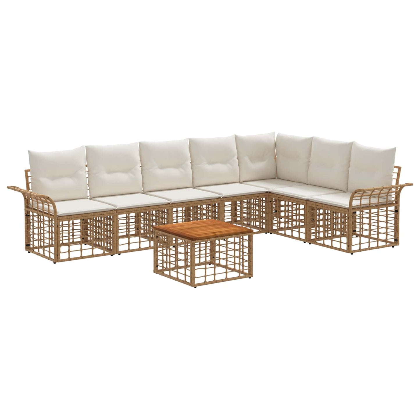 Set di divani da esterno 8 pcs Naturale e Bianco Crema | homemem39