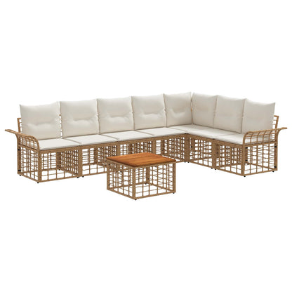Set di divani da esterno 8 pcs Naturale e Bianco Crema | homemem39