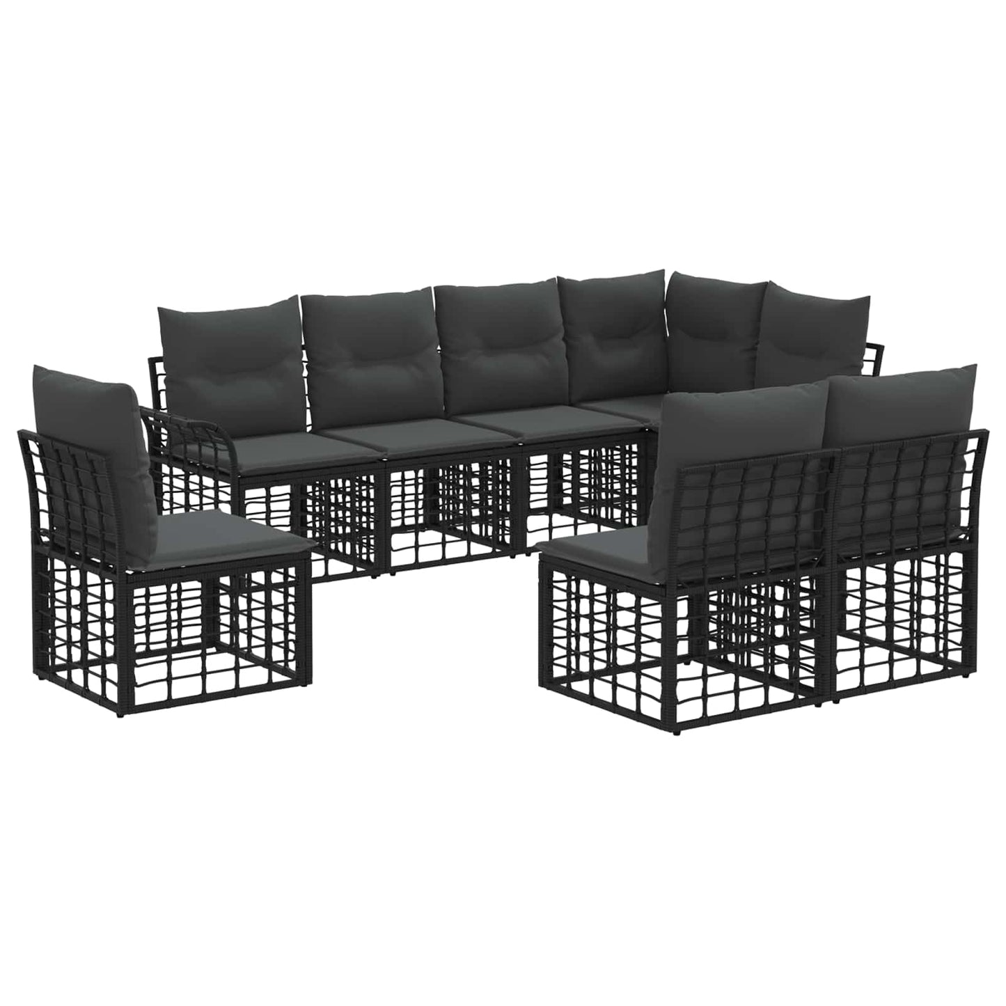 Set di divani da esterno 8 pcs Nero e Grigio scuro Poliestere | homemem39