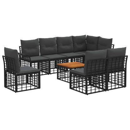 Set di divani da esterno 9 pcs Nero e Grigio scuro Poliestere | homemem39