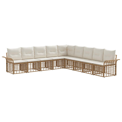 Set di divani da esterno 9 pcs Naturale e Bianco Crema | homemem39